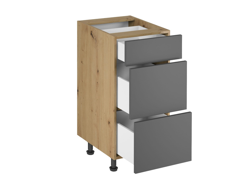 Szafka Kuchenna Dolna 3 Szuflady D40S3 PUSH OPEN Langen Grey