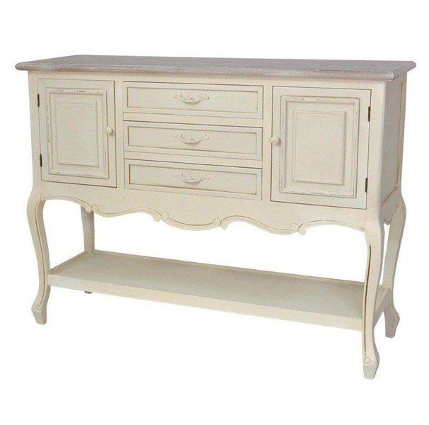 Livinhill Rimini 032 Komoda 2D/3S z półką prowansalska kremowa beżowy blat drewno/mdf