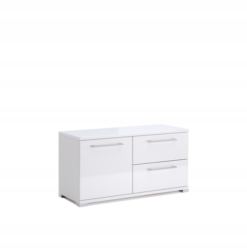 Family FM-100-WB - Komoda RTV 1D2S Biały Mat Biały Połysk