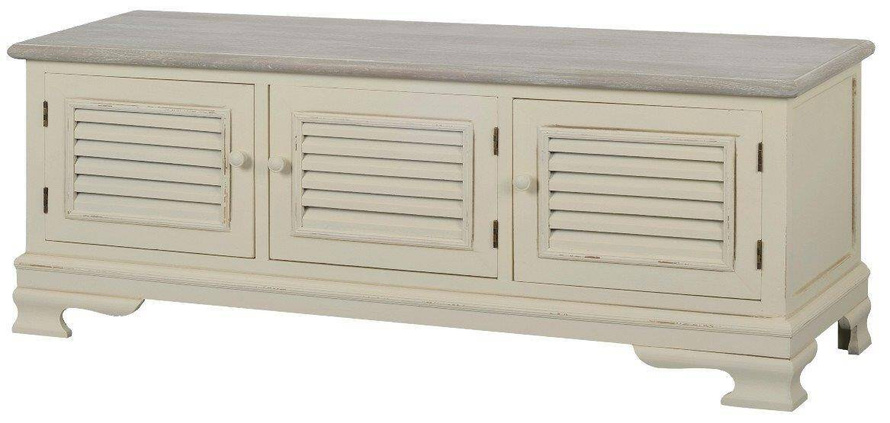 Livinhill Pesaro 036 Komoda rtv 3D prowansalska kremowa beżowy przecierany blat drewno/mdf