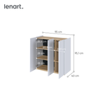 EASY EA-03 - Komoda 3-drzwiowa z Oświetleniem LED Biały Połysk/Dąb Scandi