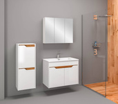 Astor Zestaw Limba 80 cm Szafka z Umywalką 2-drzwiowa Biały Połysk Biały Mat