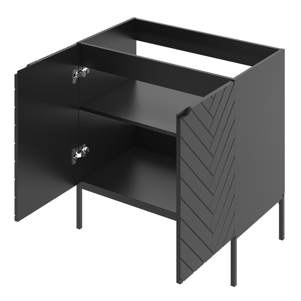 ASPEN-08 - Szafka Pod Umywalkę 2D 80cm Czarny Mat Czarny Stelaż