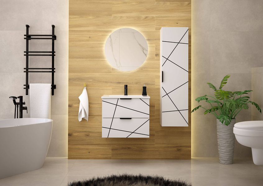 WOOD-02 - Szafka Pod Umywalkę 2S 60cm Biały Mat