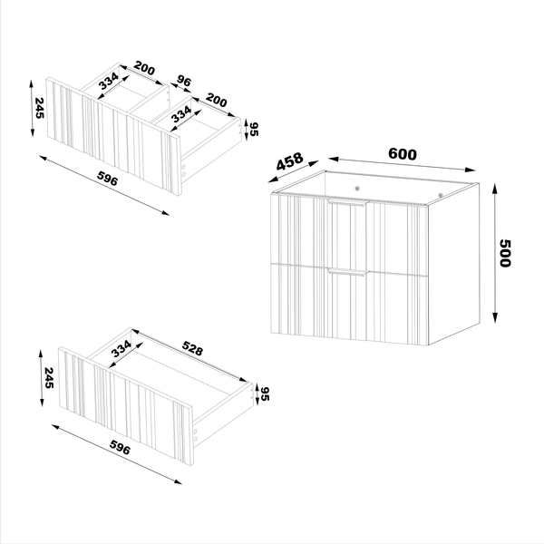 SANTI-02 - Szafka pod Umywalkę z Blatem 2S 60cm Biały Mat Zestaw-1