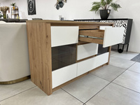 TINO 01 - Komoda 2D3S 140 cm Biały Mat Dąb Artisan