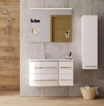 Oristo Szafka z umywalką 90 cm OPAL biała lewa