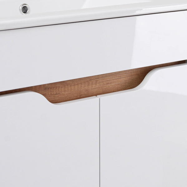 Astor Zestaw Limba 80 cm Szafka z Umywalką 2-drzwiowa Biały Połysk Biały Mat