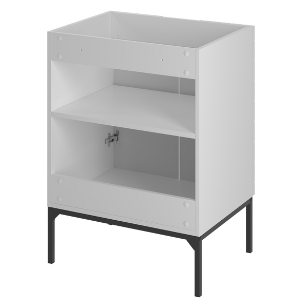 ASPEN-09 - Szafka z Umywalką i Blatem 2D 60cm Biały Mat Zestaw-2 Czarny Stelaż
