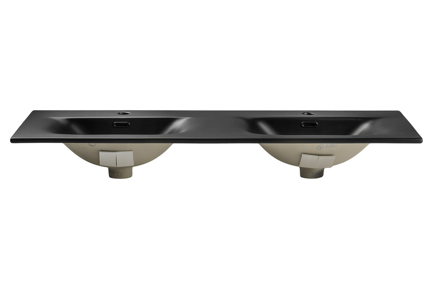 Umywalka Meblowa Ceramiczna Dwukomorowa 120 cm SKY 1 BLACK MATT 120D E-8099-120D Czarny Mat
