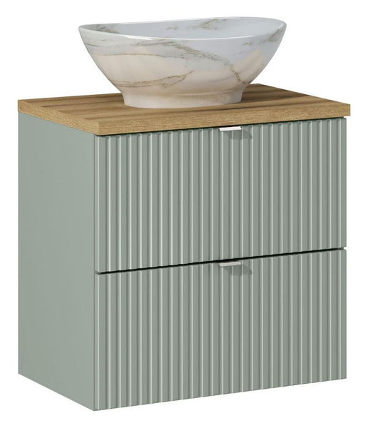 Comad Szafka z blatem oak i umywalką Pati 60 cm Line Reed Green z szufladami