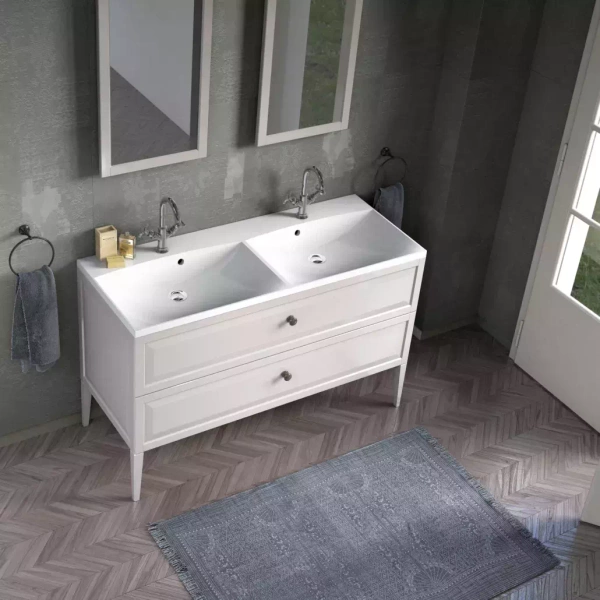 Oristo Oristo Szafka z umywalką MONTEBIANCO dwie baterie 120 cm biała