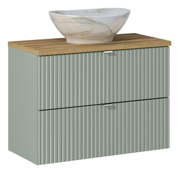 Comad Szafka z blatem oak i umywalką Pati 60 cm Line Reed Green z szufladami