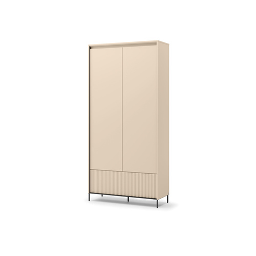 TREND GARDEROBA TG-02 - Szafa 2D1S z Oświetleniem LED Beż Piaskowy Czarny Mat
