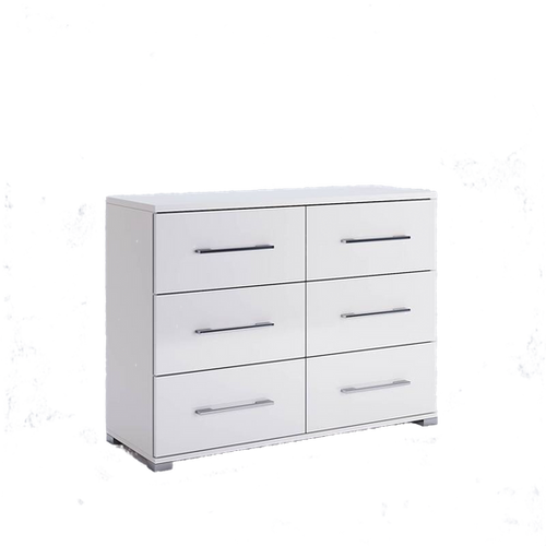 Family FM-66-WB - Komoda 6 Szuflad Biały Mat Biały Połysk