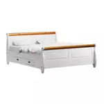 Sosnowe łóżko z drewna białe bejca Toskania 140x200